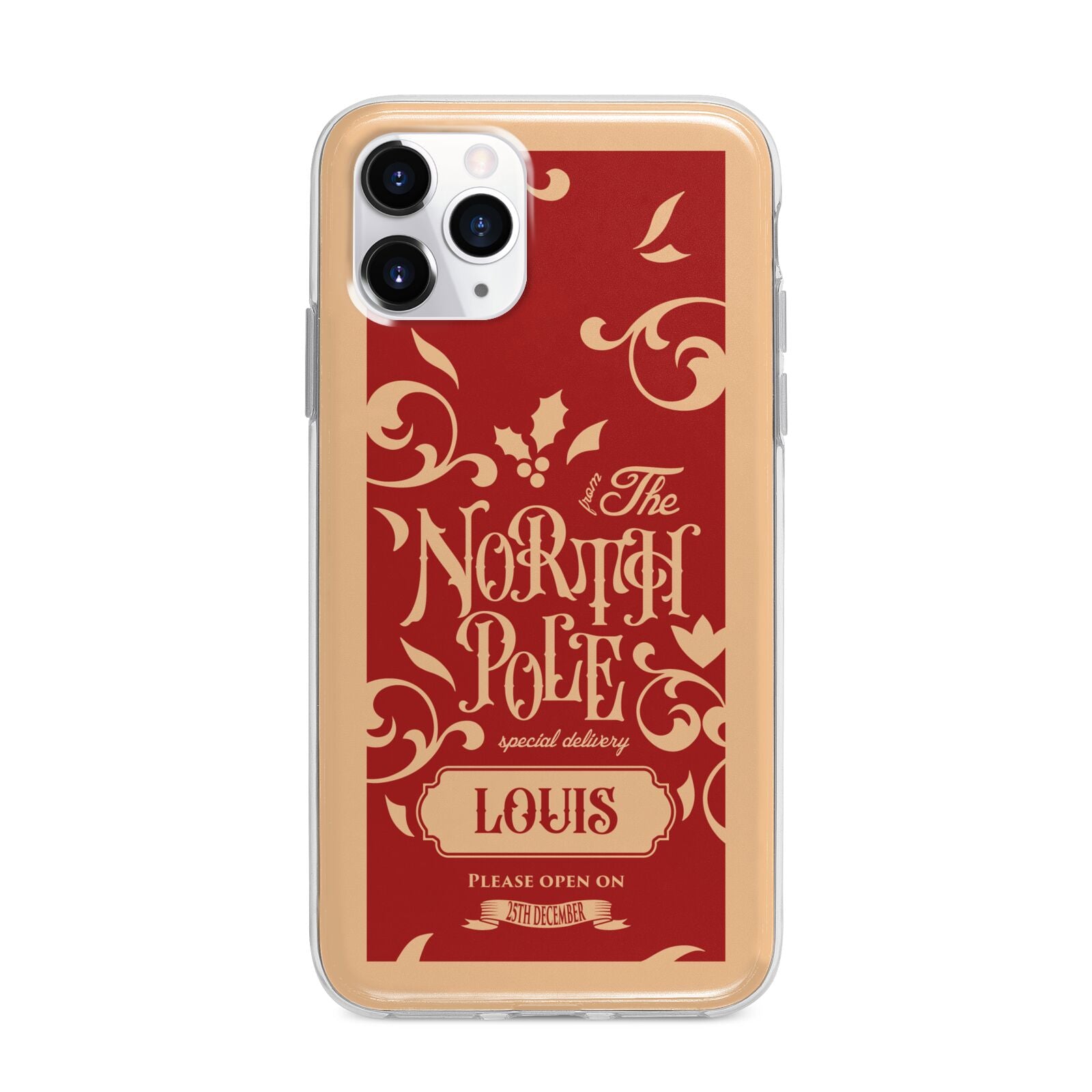 Personalised Red North Pole Apple iPhone 11 Pro Max in Silver with Bumper Case