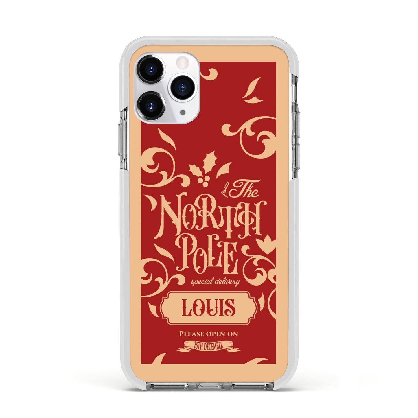 Personalised Red North Pole Apple iPhone 11 Pro in Silver with White Impact Case