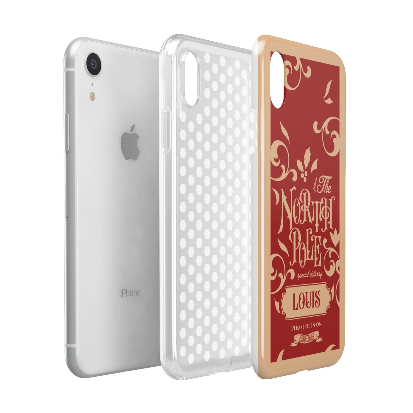 Personalised Red North Pole Apple iPhone XR White 3D Tough Case Expanded view