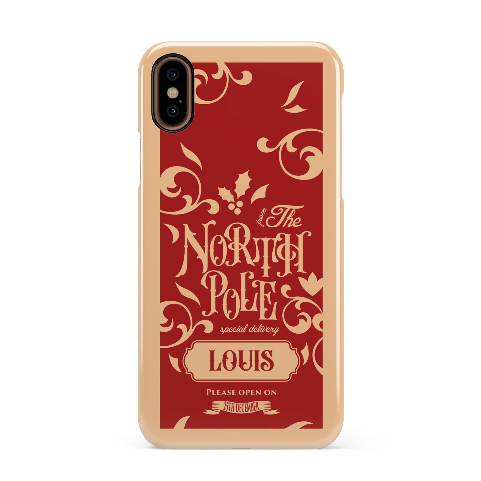 Personalised Red North Pole Apple iPhone XS 3D Snap Case