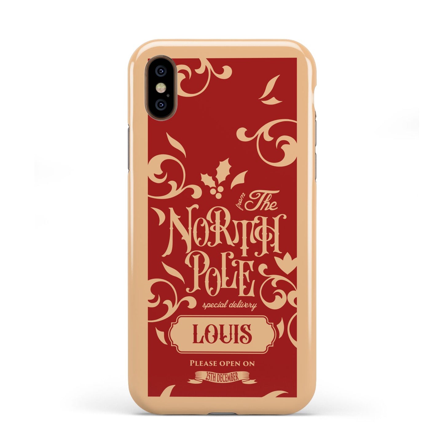 Personalised Red North Pole Apple iPhone XS 3D Tough