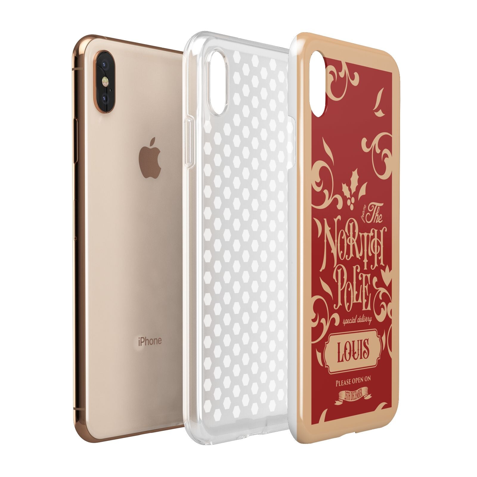 Personalised Red North Pole Apple iPhone Xs Max 3D Tough Case Expanded View