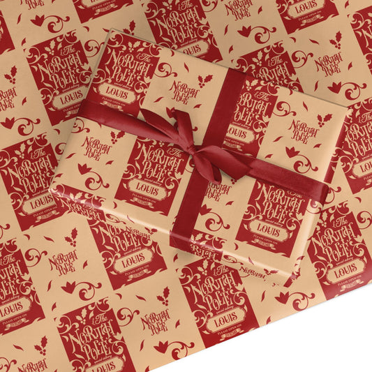 Personalised Red North Pole Custom Wrapping Paper