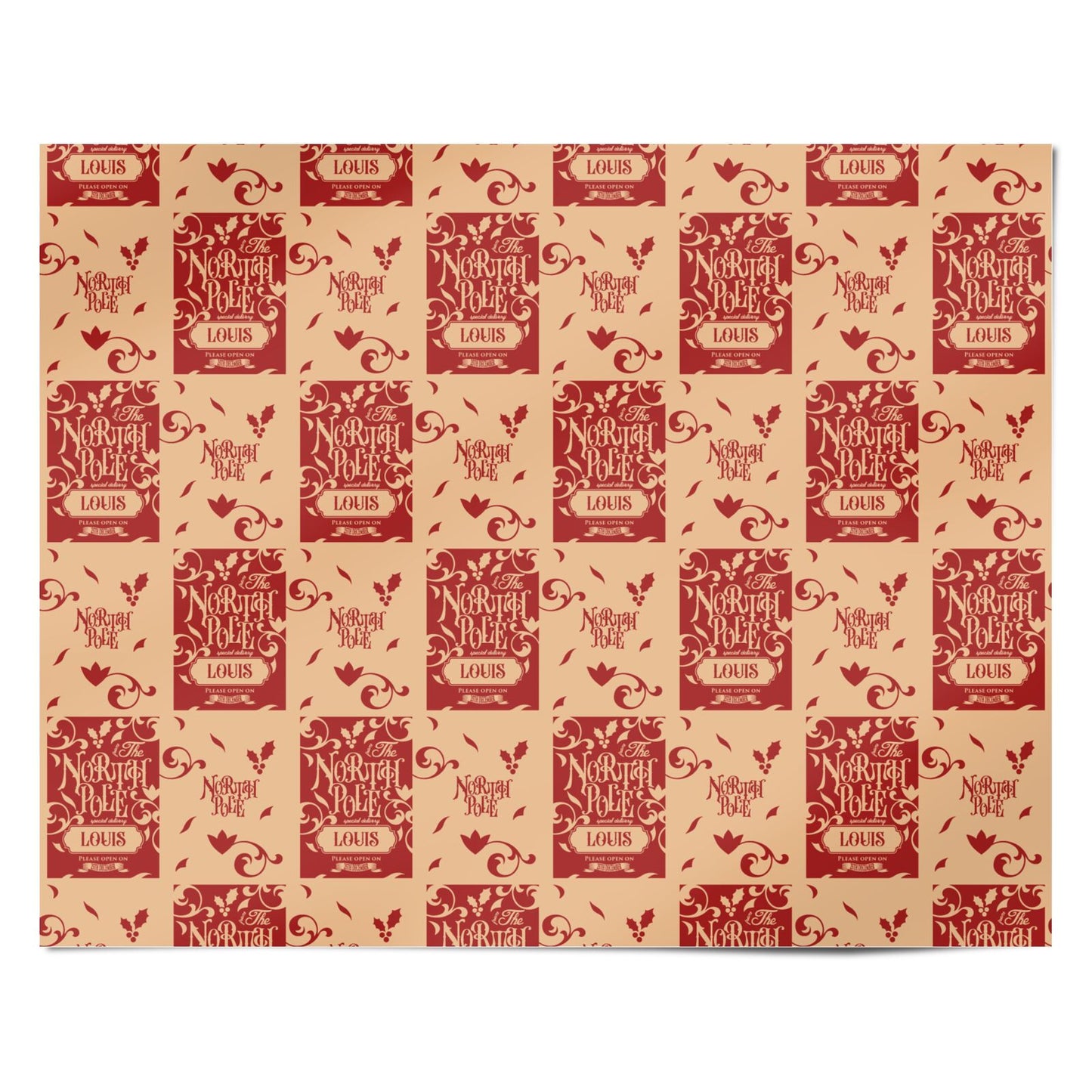 Personalised Red North Pole Personalised Wrapping Paper Alternative