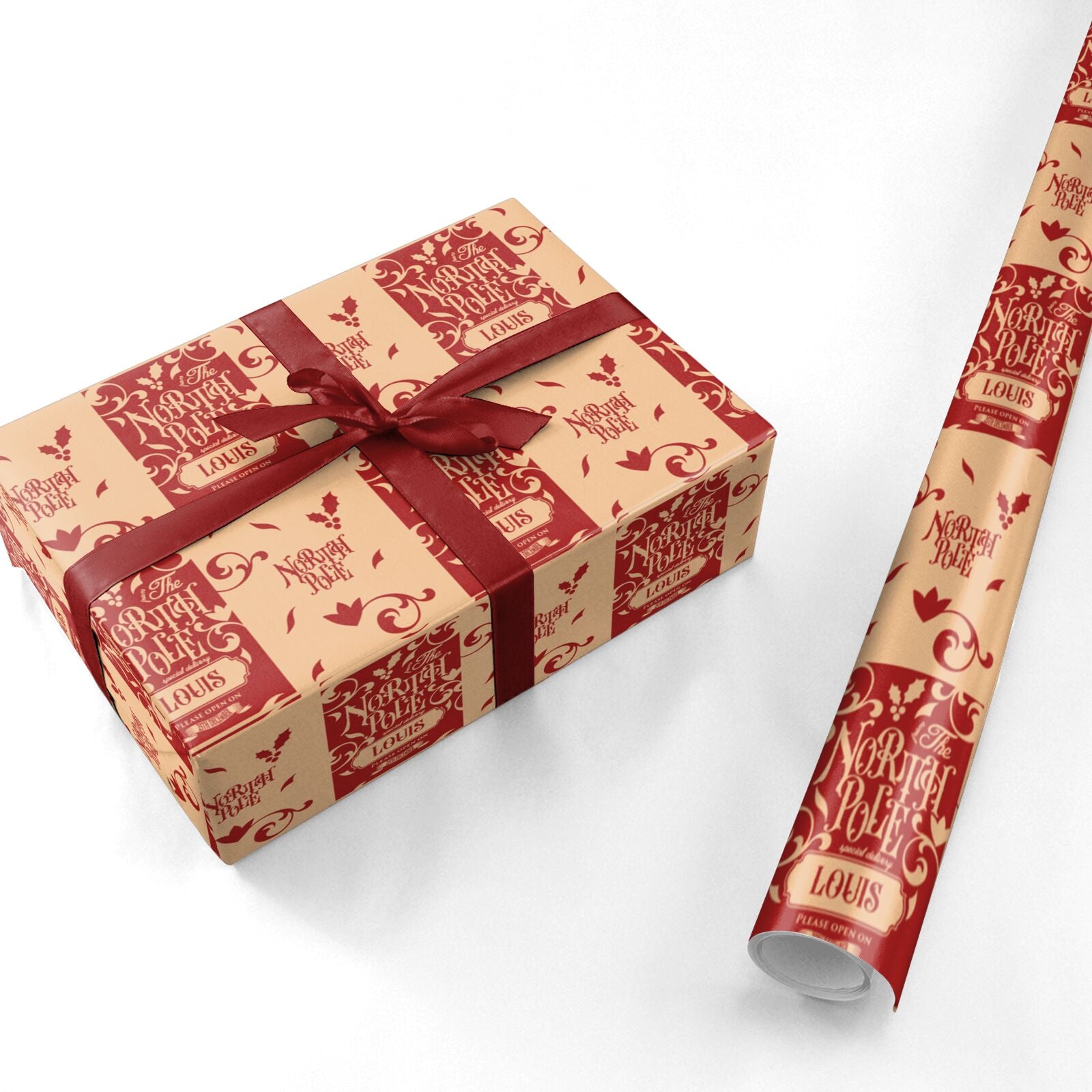 Personalised Red North Pole Personalised Wrapping Paper