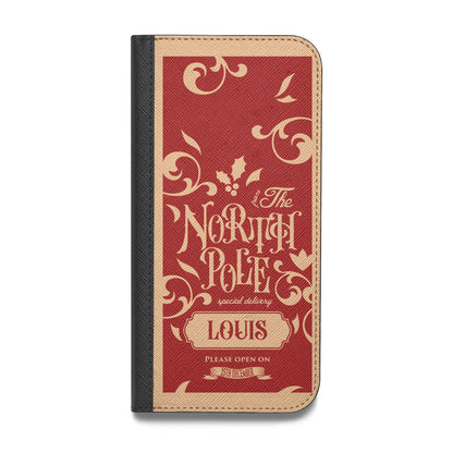 Personalised Red North Pole Vegan Leather Flip iPhone Case