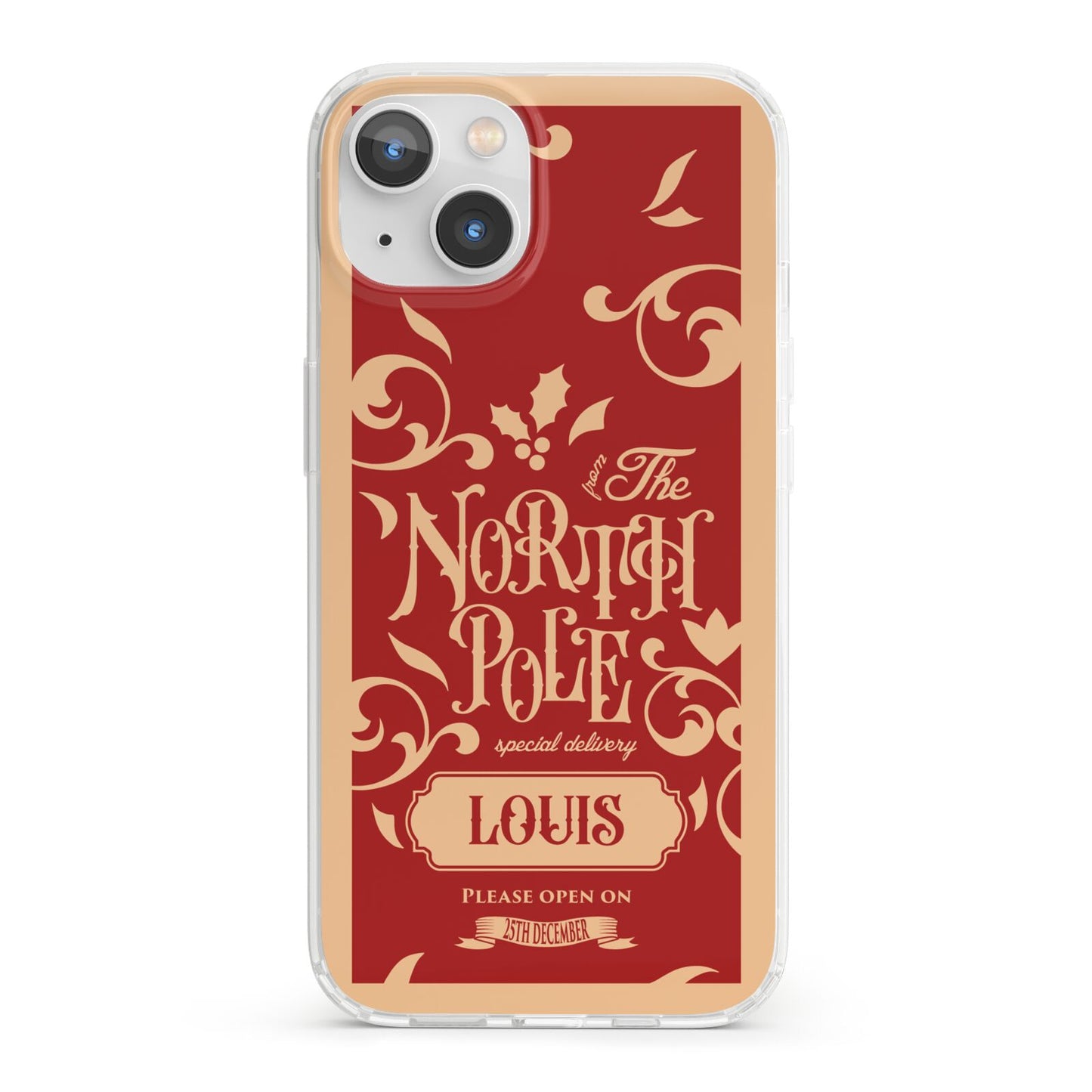 Personalised Red North Pole iPhone 13 Clear Bumper Case