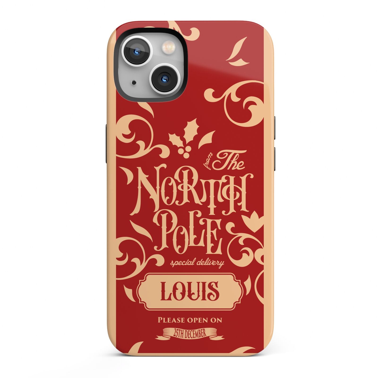 Personalised Red North Pole iPhone 13 Full Wrap 3D Tough Case