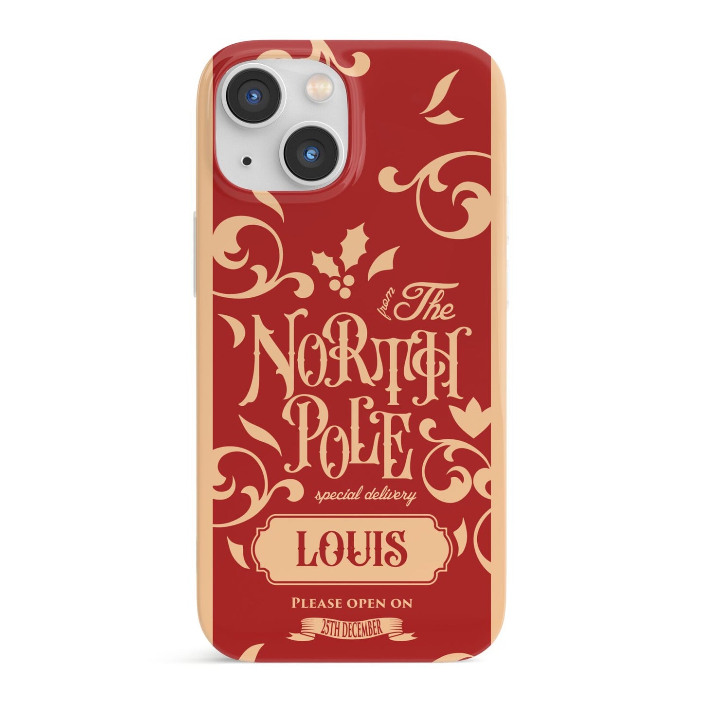 Personalised Red North Pole iPhone 13 Mini Full Wrap 3D Snap Case