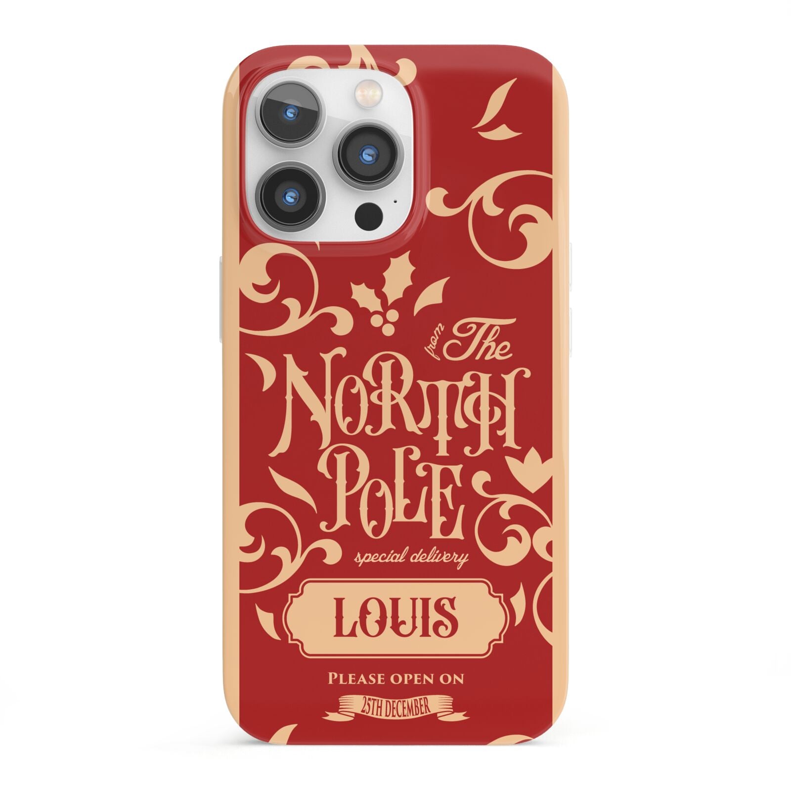 Personalised Red North Pole iPhone 13 Pro Full Wrap 3D Snap Case