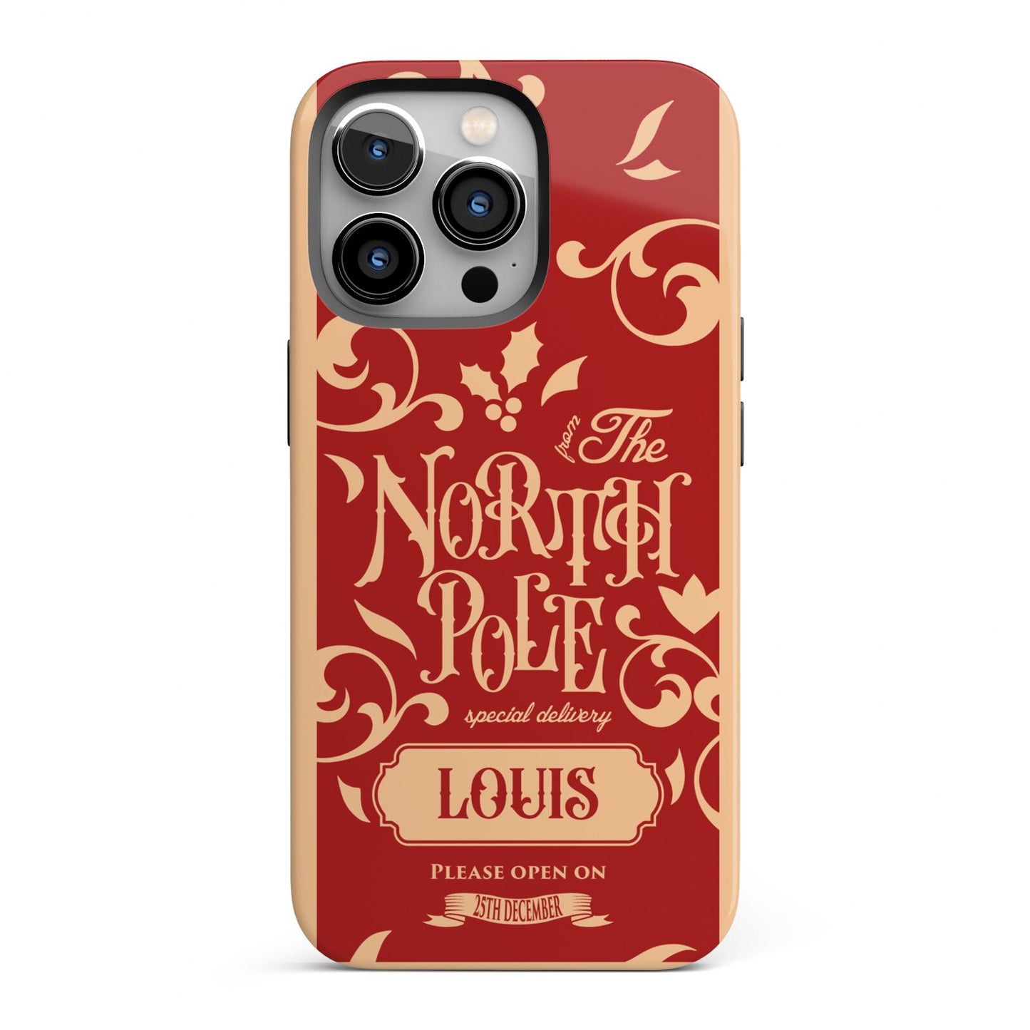 Personalised Red North Pole iPhone 13 Pro Full Wrap 3D Tough Case