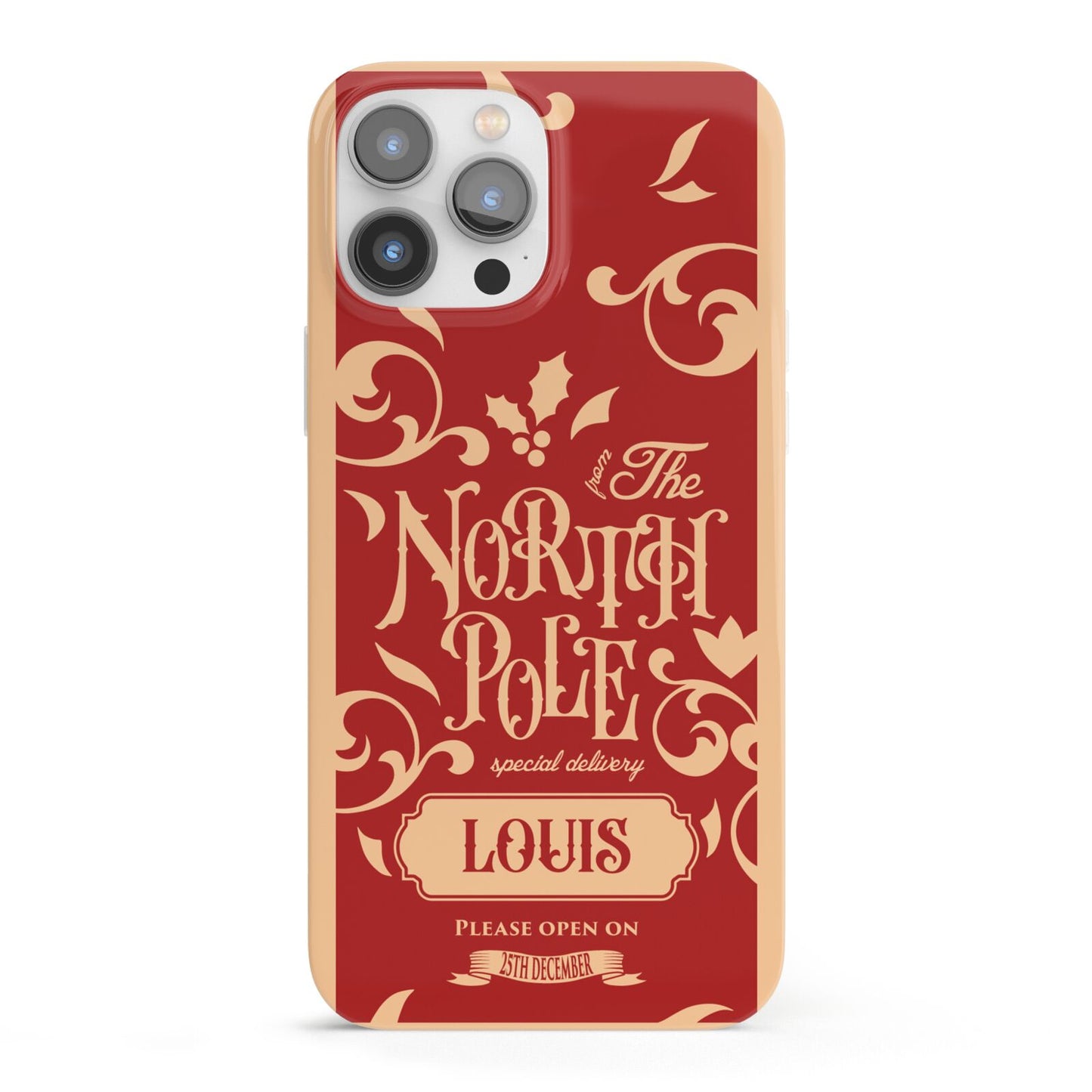 Personalised Red North Pole iPhone 13 Pro Max Full Wrap 3D Snap Case