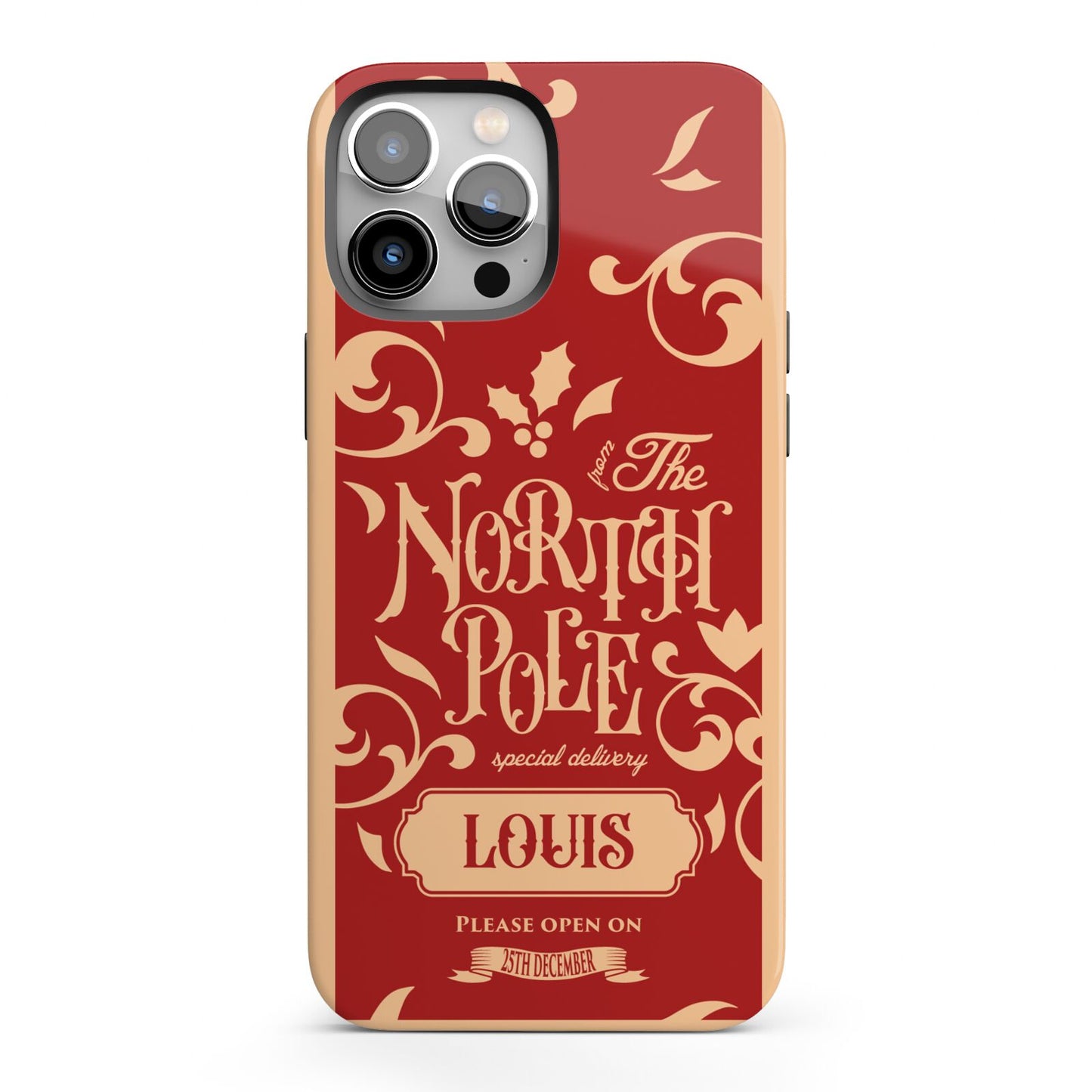 Personalised Red North Pole iPhone 13 Pro Max Full Wrap 3D Tough Case