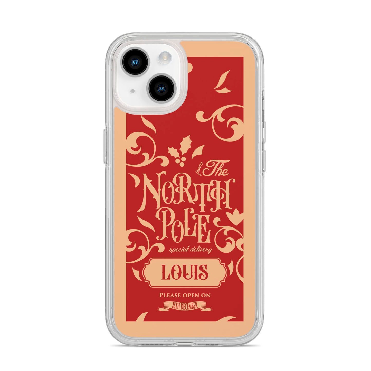 Personalised Red North Pole iPhone 14 Clear Tough Case Starlight