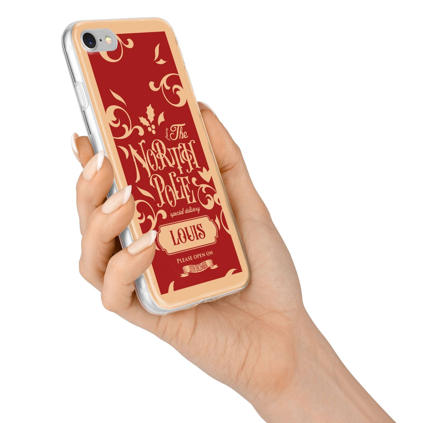 Personalised Red North Pole iPhone 7 Bumper Case on Silver iPhone Alternative Image