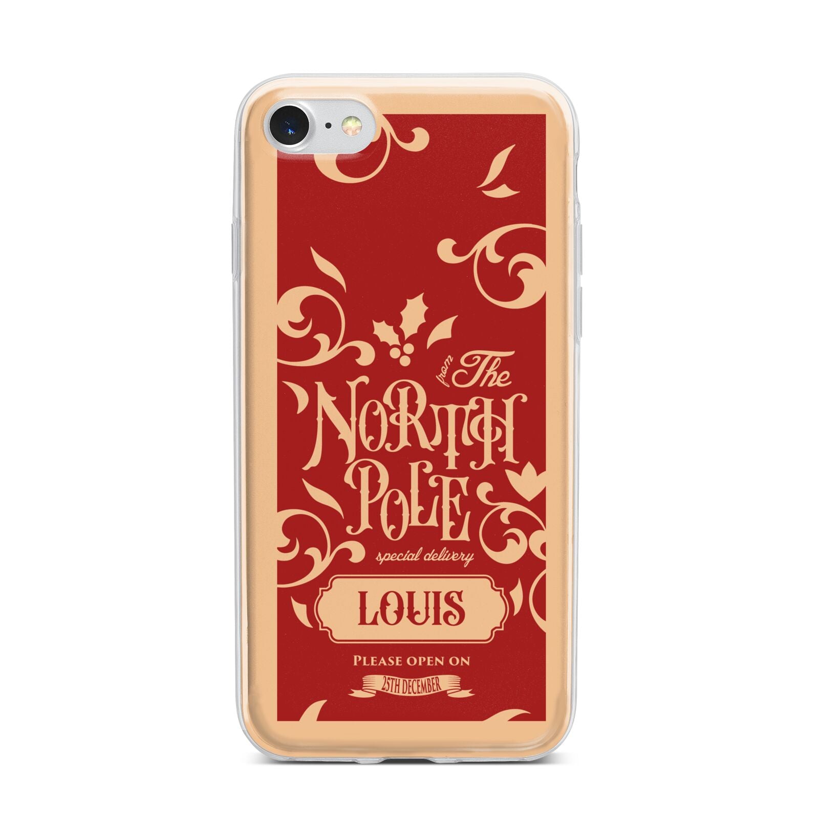 Personalised Red North Pole iPhone 7 Bumper Case on Silver iPhone