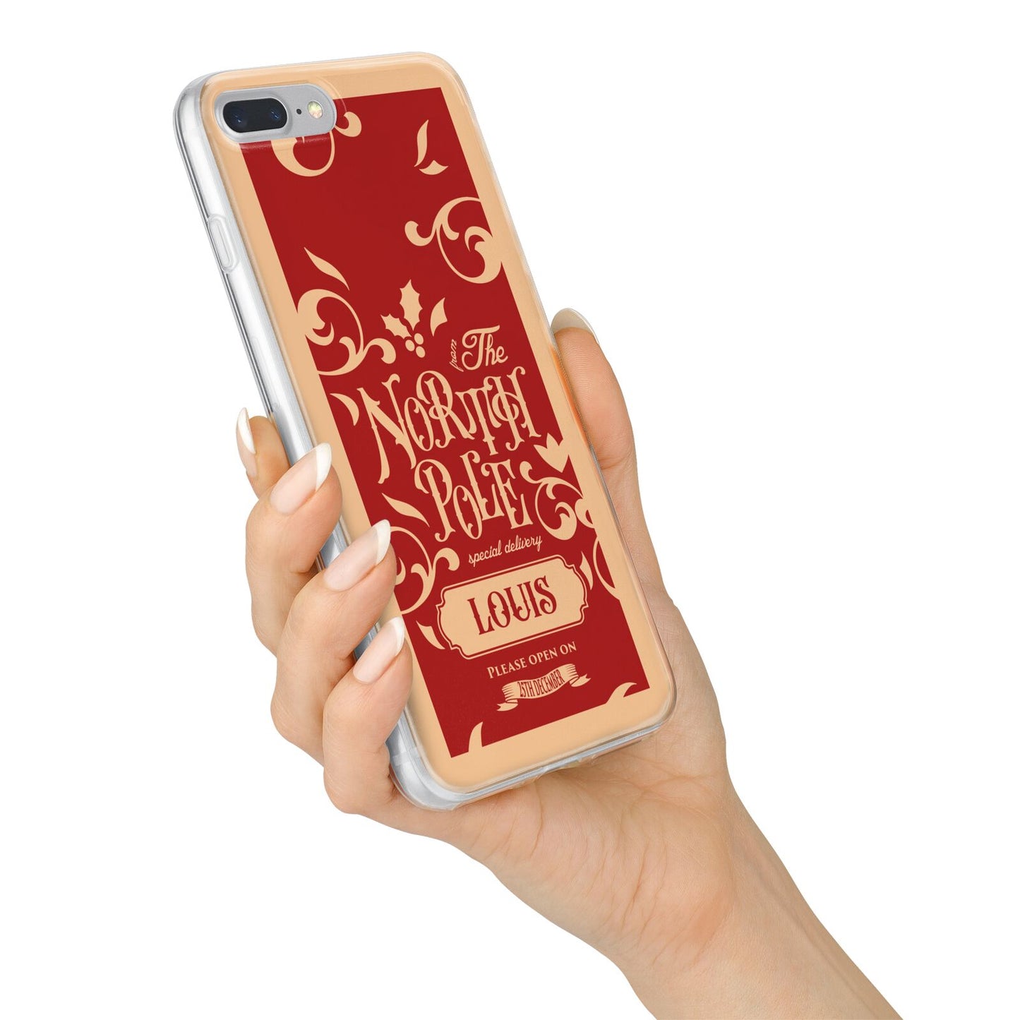 Personalised Red North Pole iPhone 7 Plus Bumper Case on Silver iPhone Alternative Image