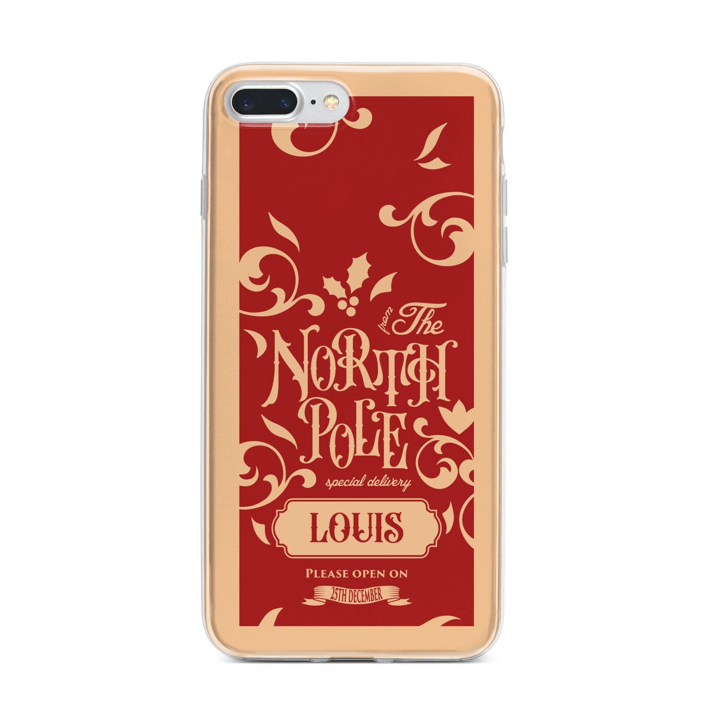 Personalised Red North Pole iPhone 7 Plus Bumper Case on Silver iPhone