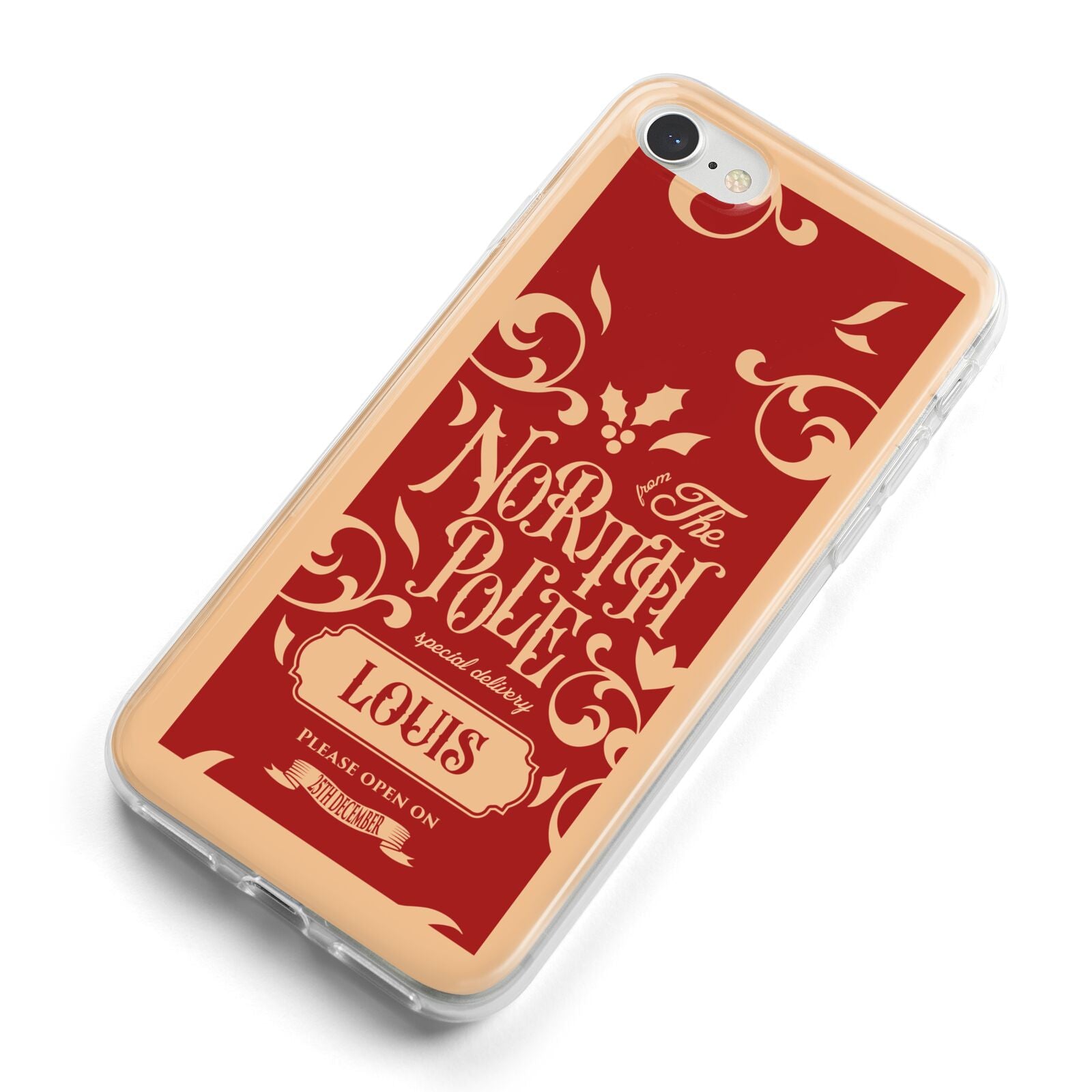 Personalised Red North Pole iPhone 8 Bumper Case on Silver iPhone Alternative Image