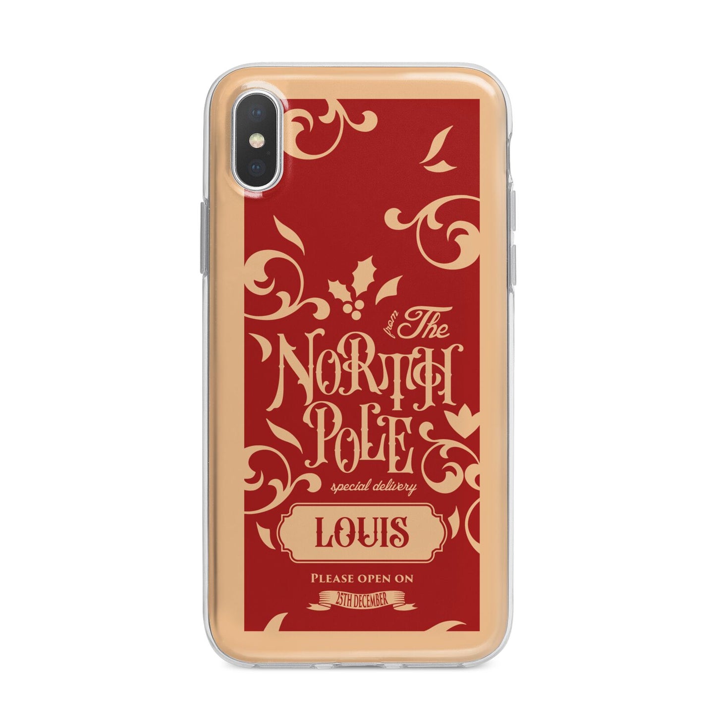 Personalised Red North Pole iPhone X Bumper Case on Silver iPhone Alternative Image 1