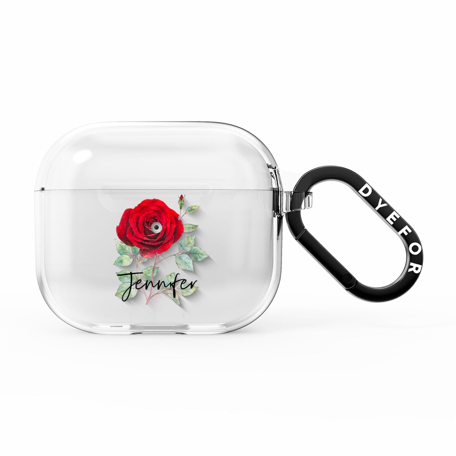 Personalised Red Roses AirPods Clear Case 3rd Gen