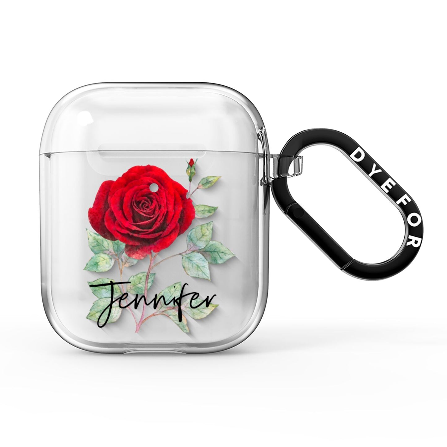 Personalised Red Roses AirPods Clear Case