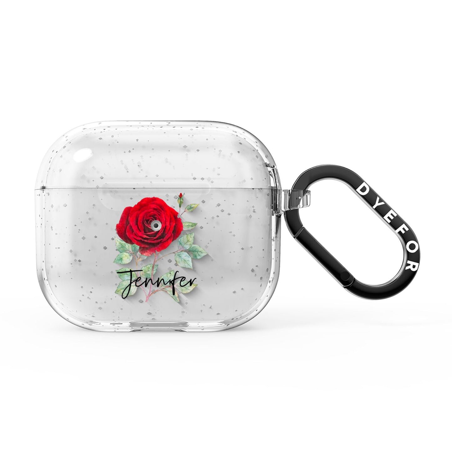 Personalised Red Roses AirPods Glitter Case 3rd Gen