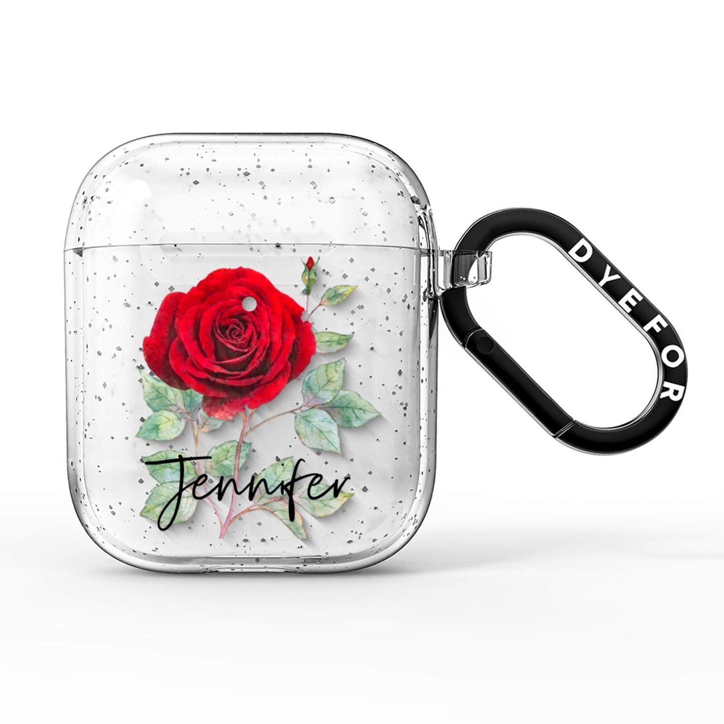 Personalised Red Roses AirPods Glitter Case