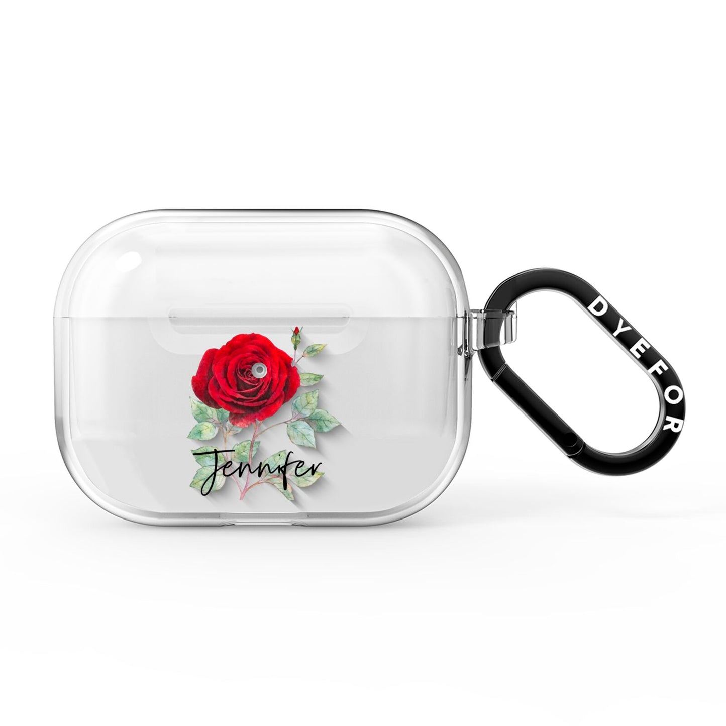 Personalised Red Roses AirPods Pro Clear Case