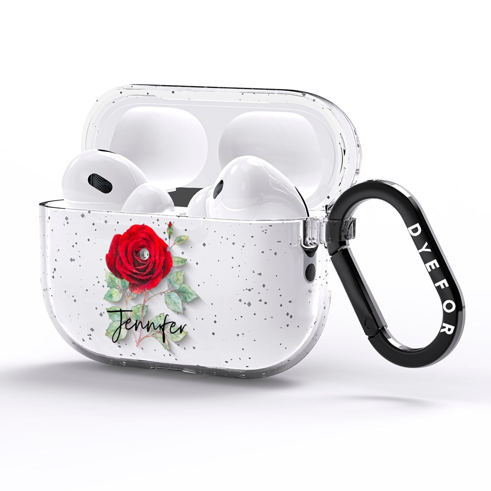 Personalised Red Roses AirPods Pro Glitter Case Side Image