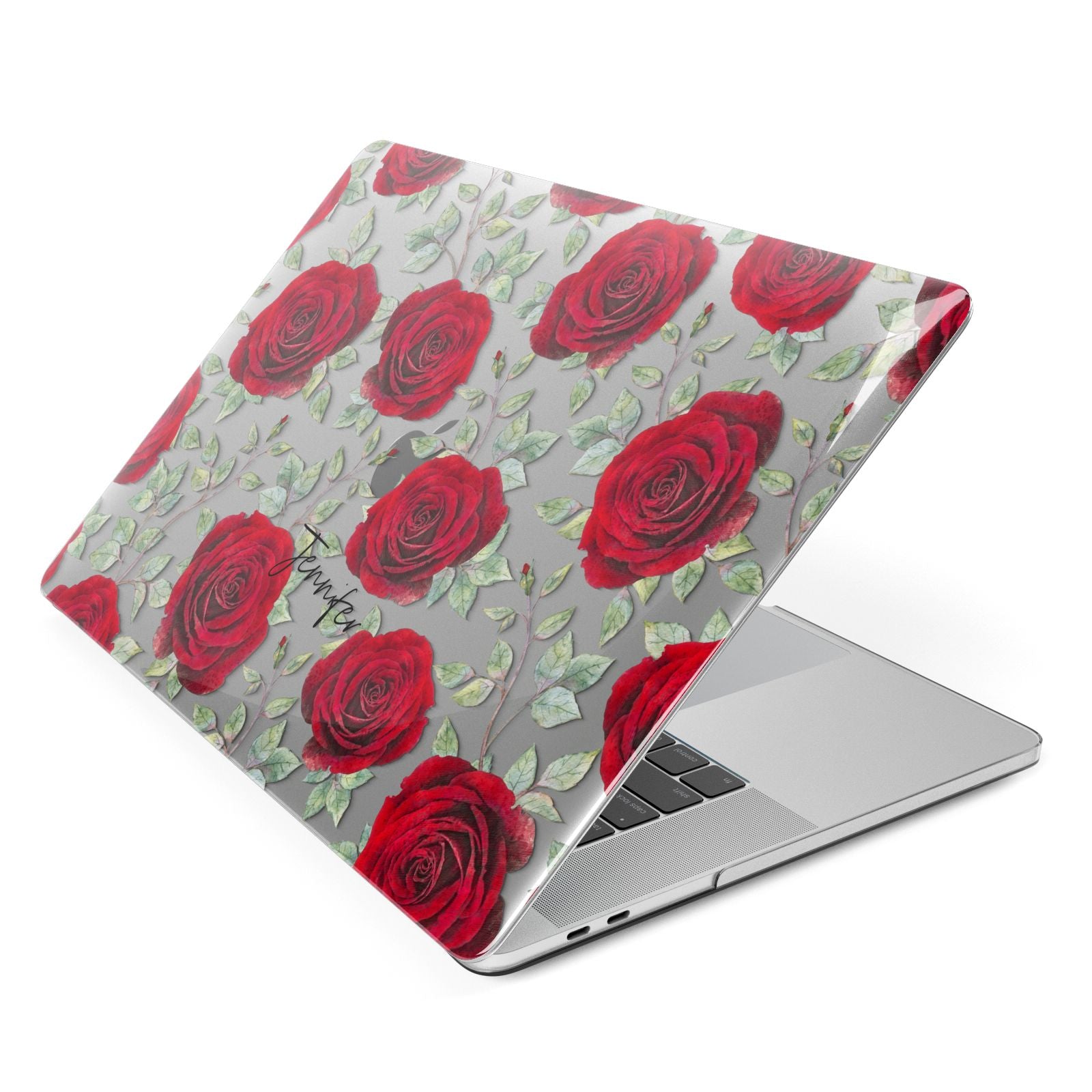 Personalised Red Roses Apple MacBook Case Side View