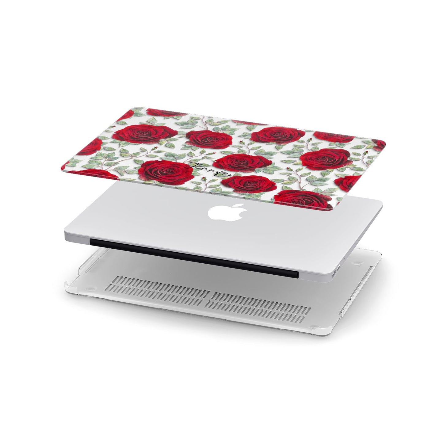 Personalised Red Roses Apple MacBook Case in Detail