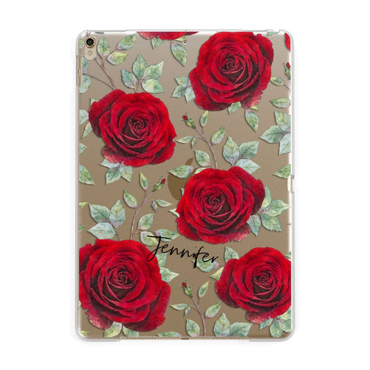 Personalised Red Roses Apple iPad Gold Case