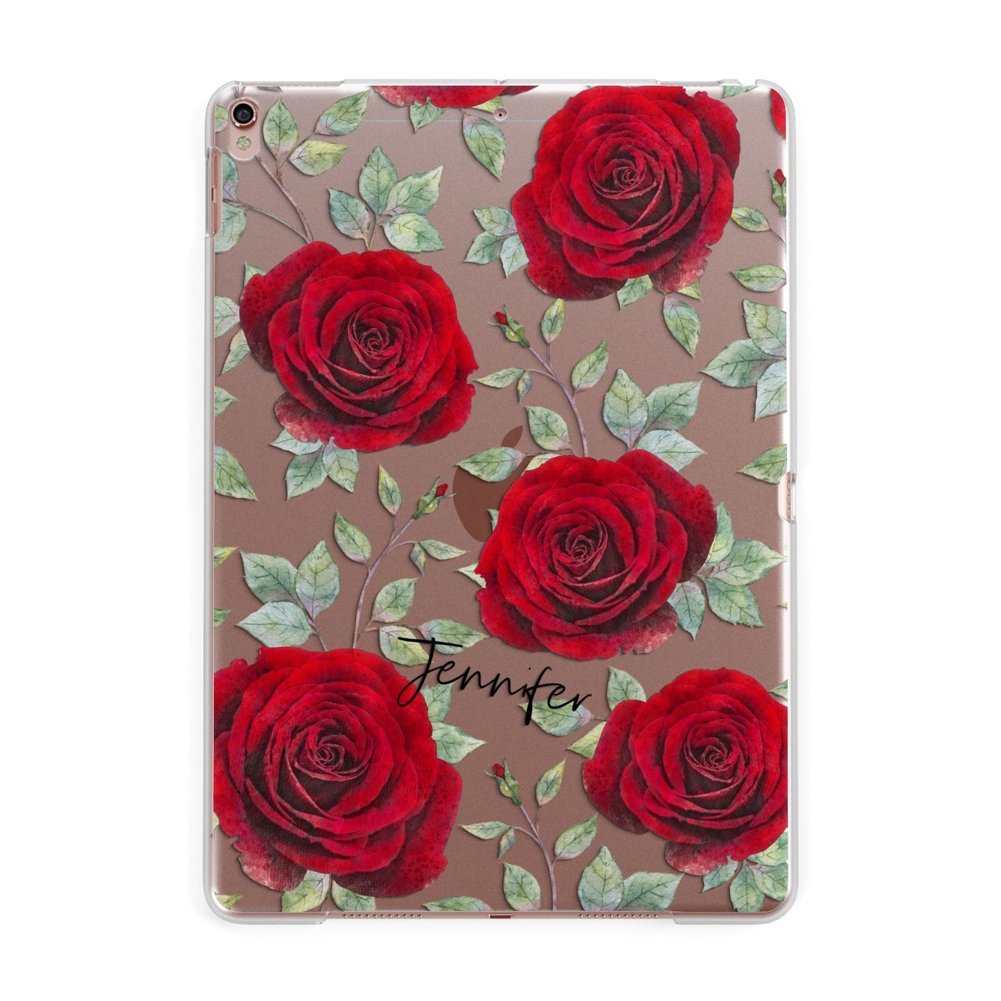 Personalised Red Roses Apple iPad Rose Gold Case