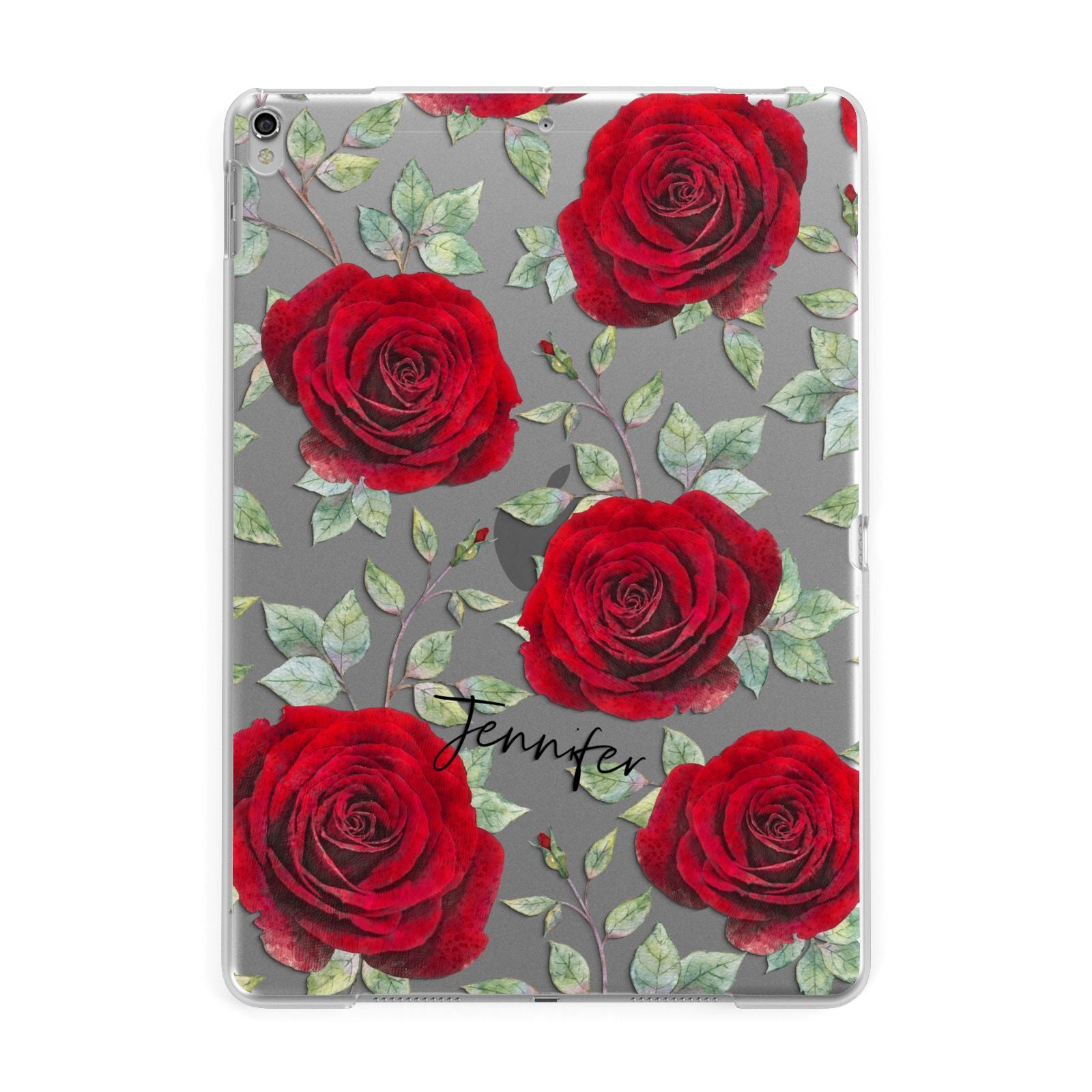 Personalised Red Roses Apple iPad Silver Case