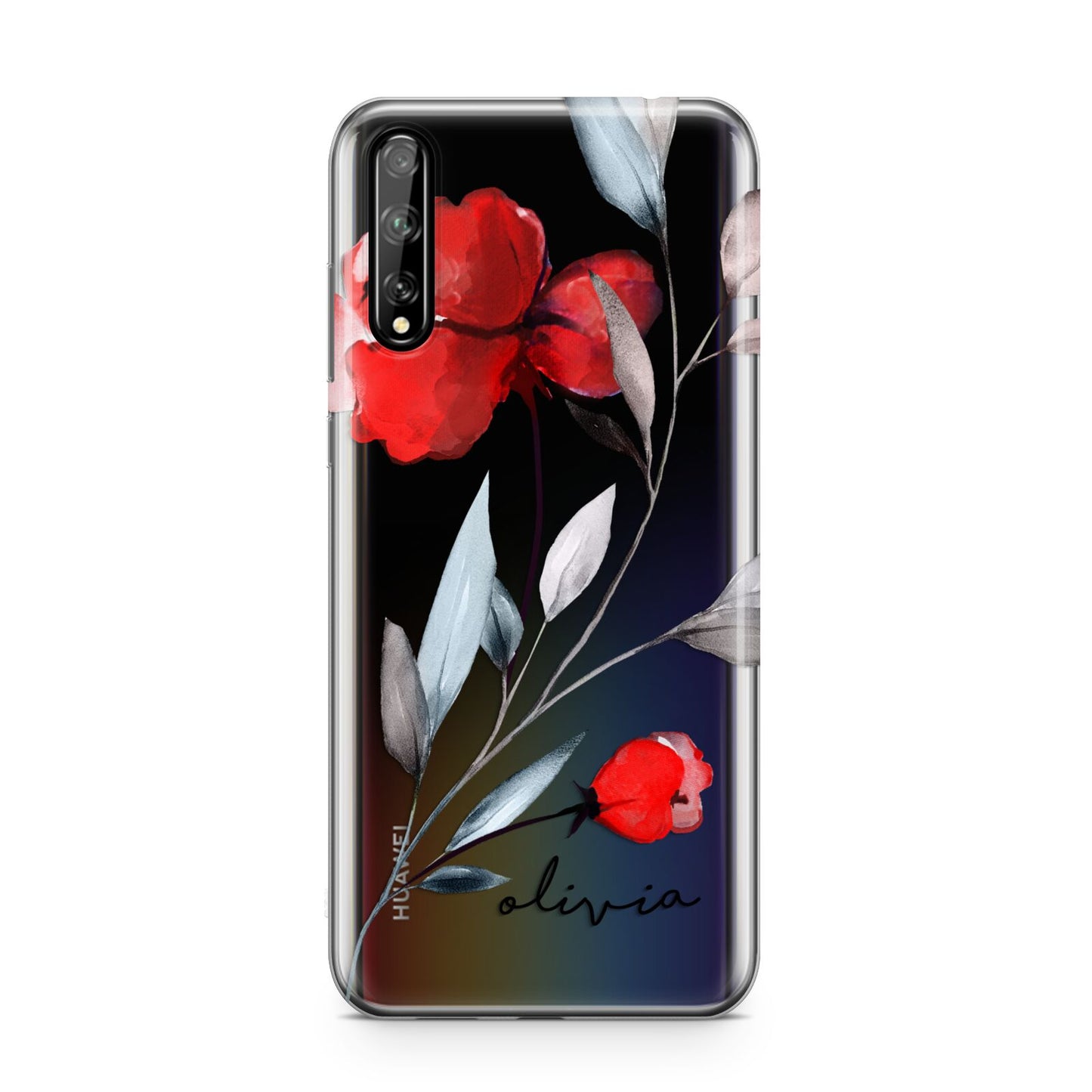 Personalised Red Roses Floral Name Huawei Enjoy 10s Phone Case