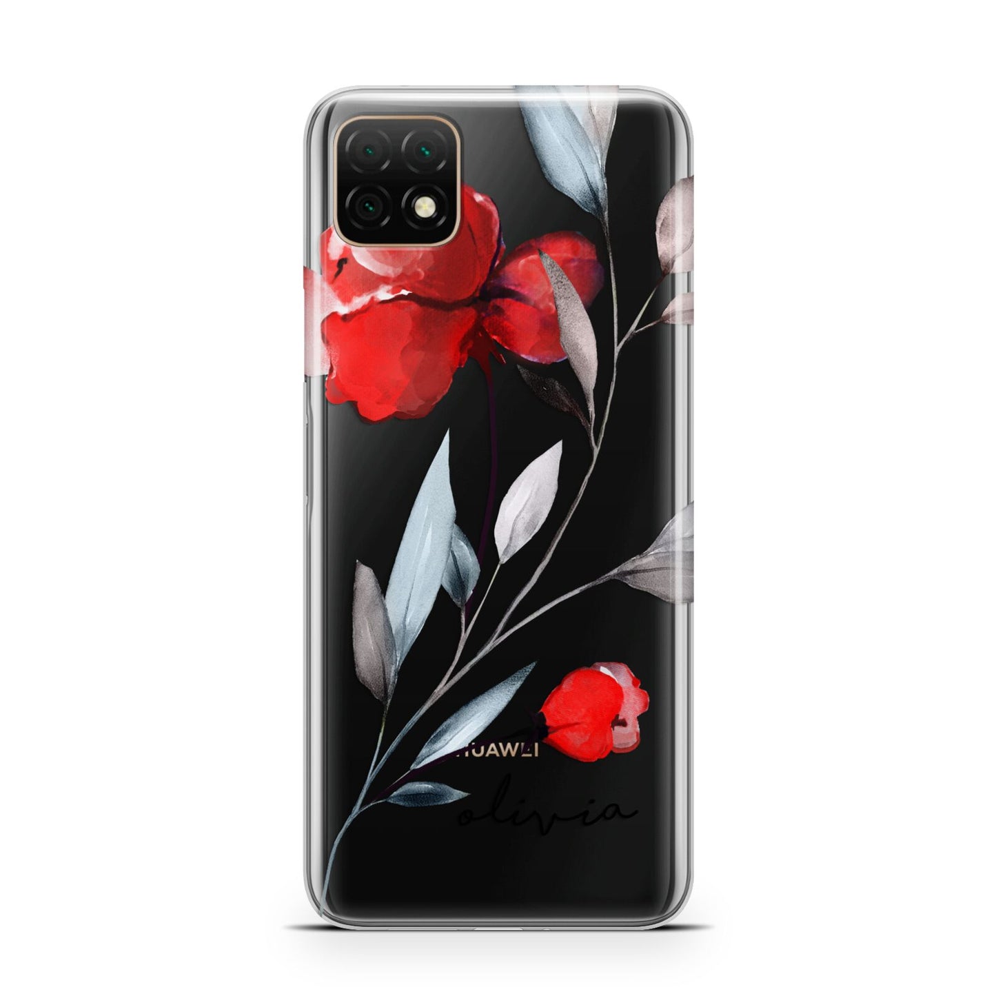 Personalised Red Roses Floral Name Huawei Enjoy 20 Phone Case