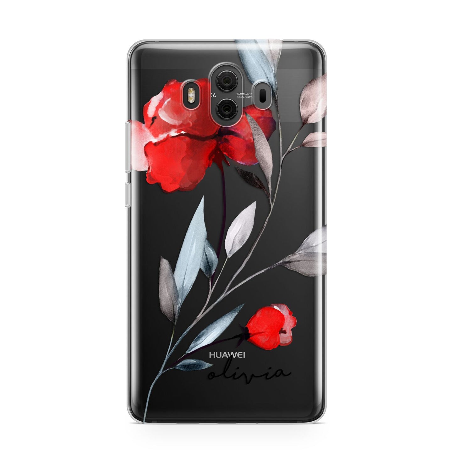 Personalised Red Roses Floral Name Huawei Mate 10 Protective Phone Case