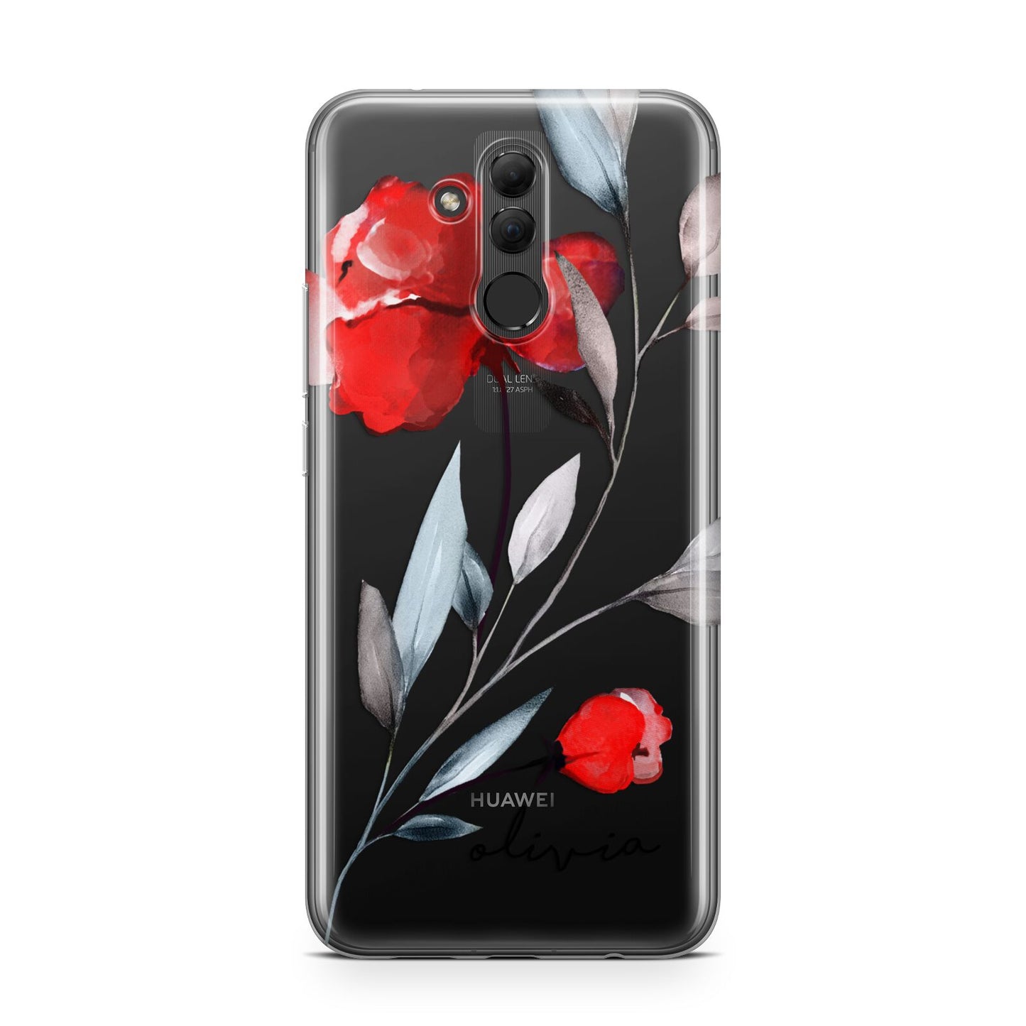 Personalised Red Roses Floral Name Huawei Mate 20 Lite