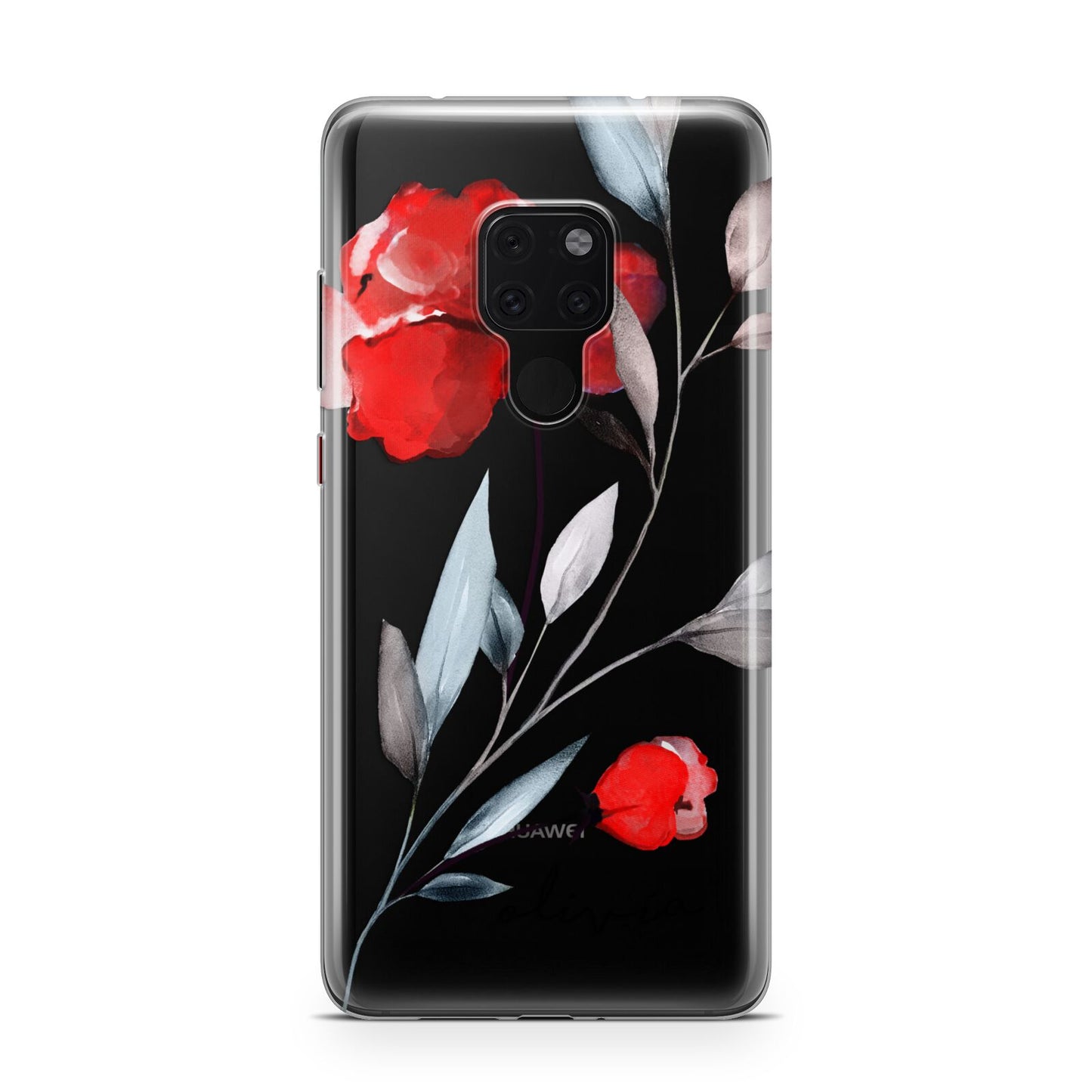 Personalised Red Roses Floral Name Huawei Mate 20 Phone Case