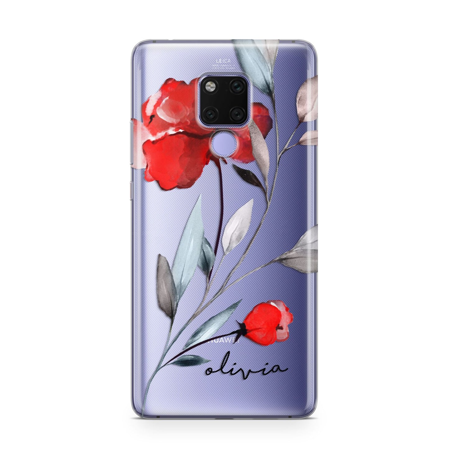 Personalised Red Roses Floral Name Huawei Mate 20X Phone Case