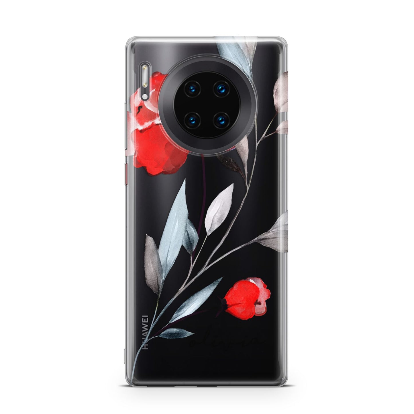 Personalised Red Roses Floral Name Huawei Mate 30 Pro Phone Case