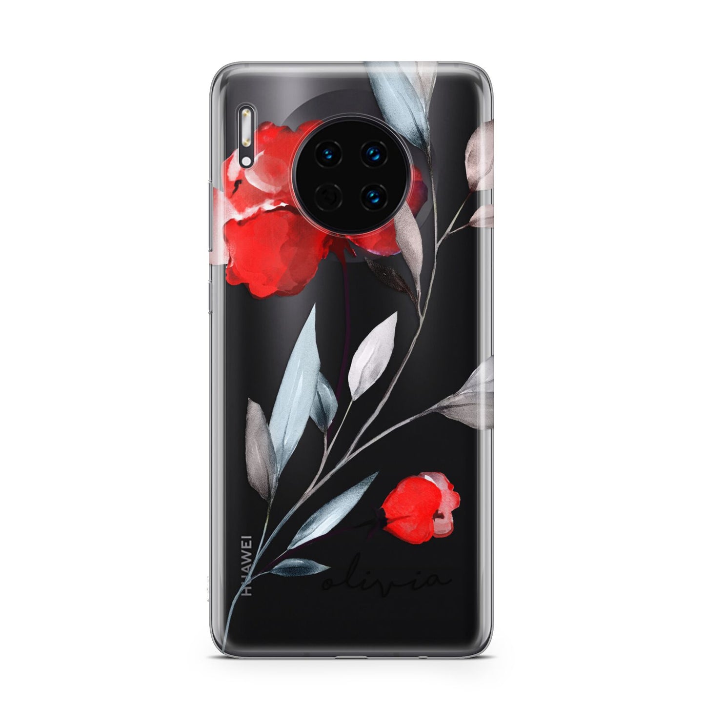 Personalised Red Roses Floral Name Huawei Mate 30