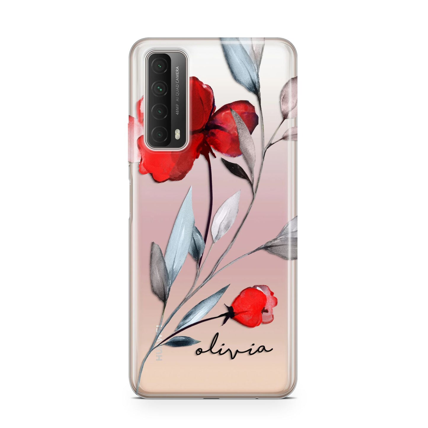 Personalised Red Roses Floral Name Huawei P Smart 2021