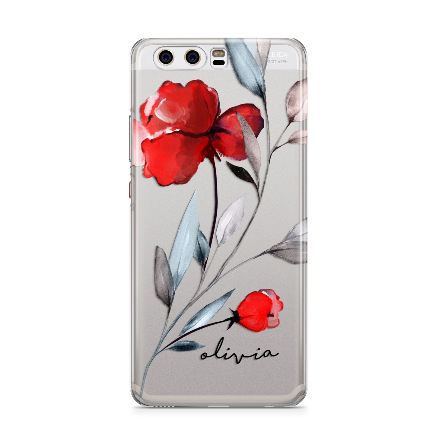 Personalised Red Roses Floral Name Huawei P10 Phone Case