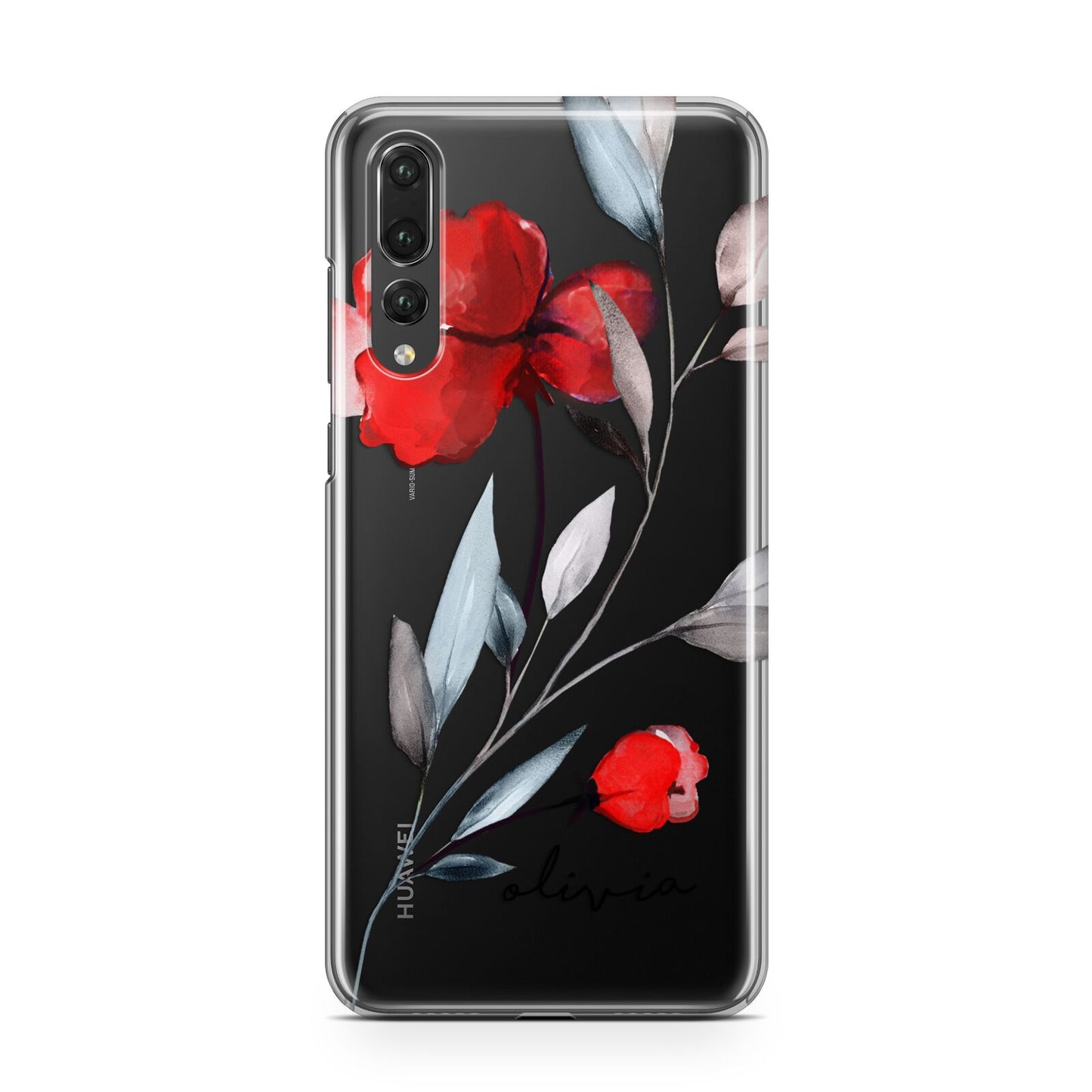 Personalised Red Roses Floral Name Huawei P20 Pro Phone Case