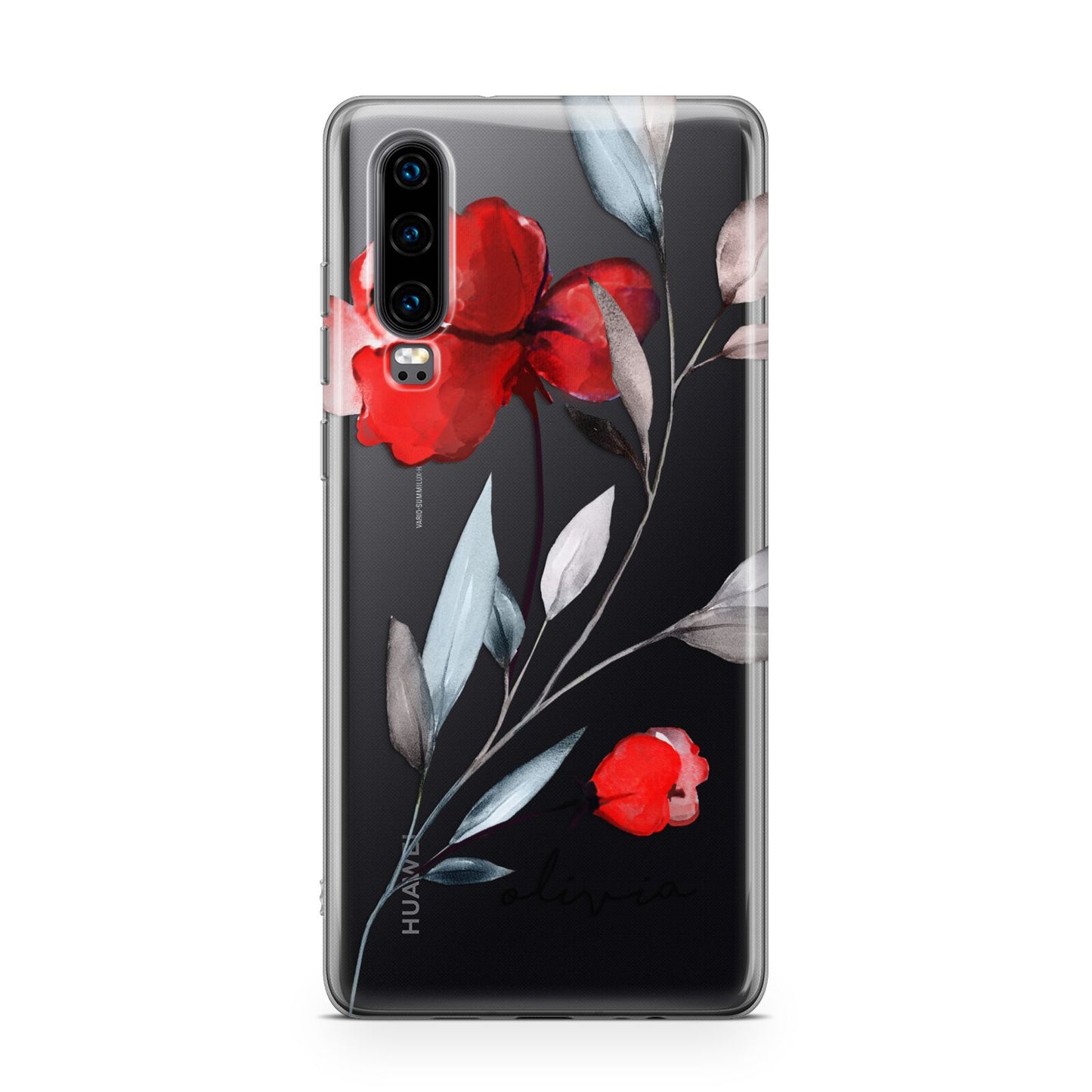 Personalised Red Roses Floral Name Huawei P30 Phone Case