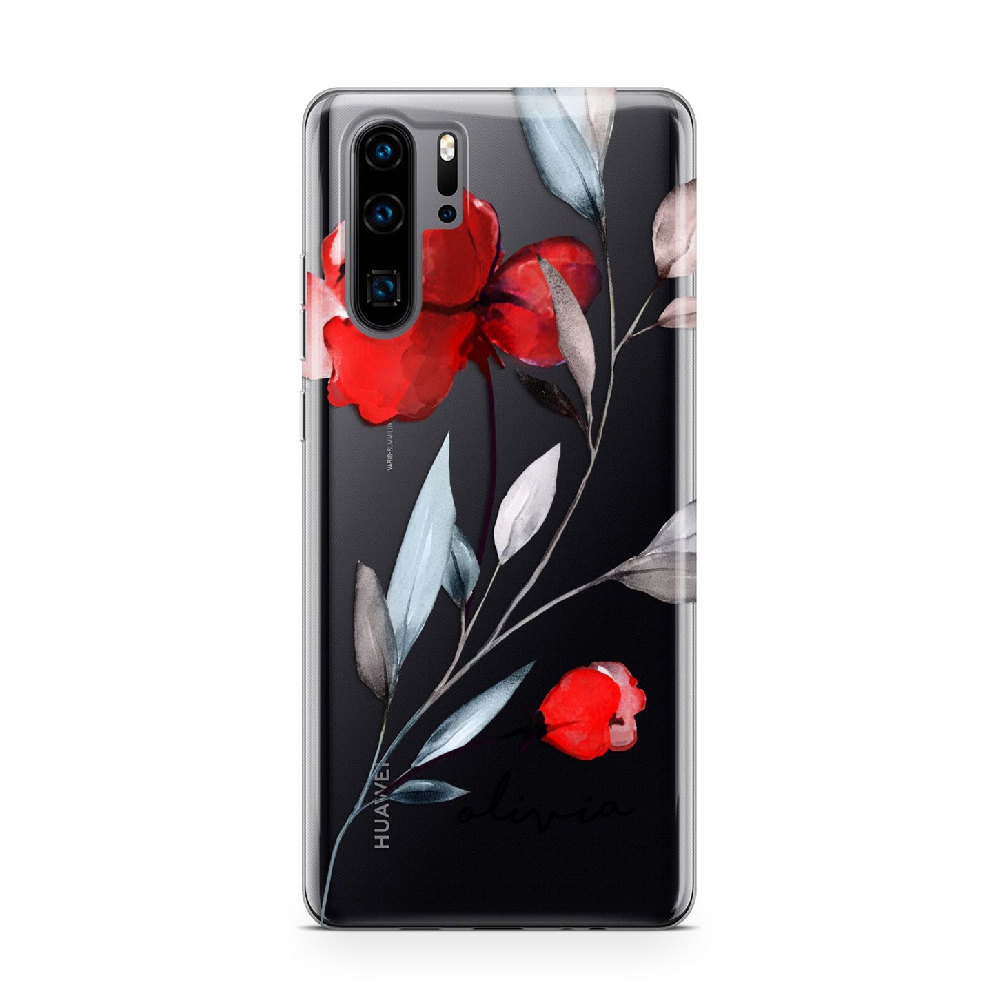 Personalised Red Roses Floral Name Huawei P30 Pro Phone Case