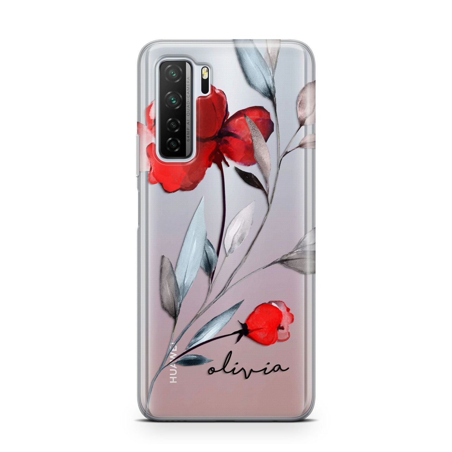 Personalised Red Roses Floral Name Huawei P40 Lite 5G Phone Case