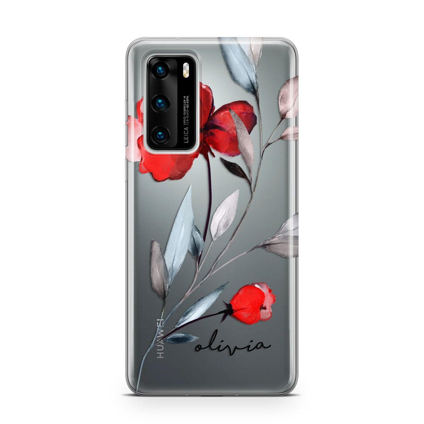 Personalised Red Roses Floral Name Huawei P40 Phone Case